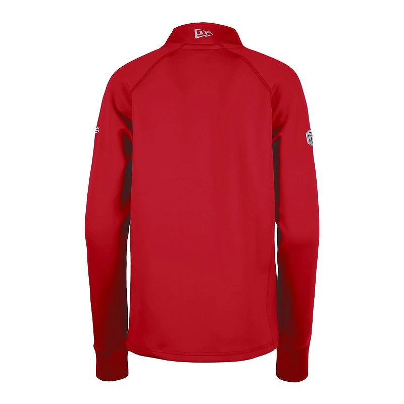 Haut 5th & Ocean by New Era Red Calgary Stampeders Sideline Piper Performance Raglan Quarter-Zip Top pour femmes