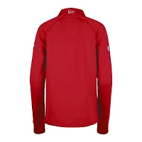 Haut 5th & Ocean by New Era Red Calgary Stampeders Sideline Piper Performance Raglan Quarter-Zip Top pour femmes
