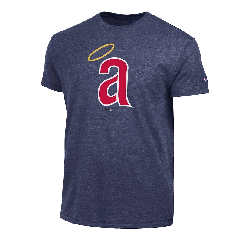 T-shirt Champion pour homme, bleu marine, logo Cooperstown des California Angels, mélange de trois matières