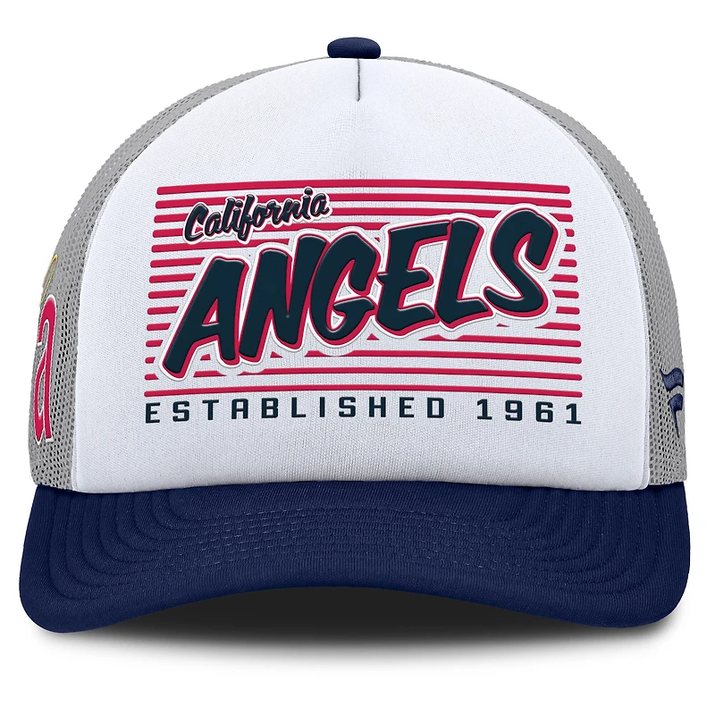 Casquette snapback A-Frame blanche/marine pour homme Fanatics California Angels On Deck