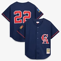 Mitchell & Ness pour homme Bo Jackson Navy California Angels Cooperstown Collection Maillot boutonné d'entraînement au bâton en maille