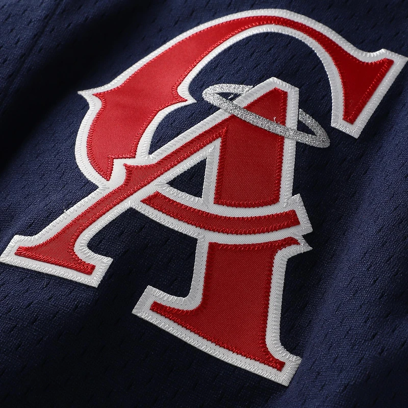 Mitchell & Ness pour homme Bo Jackson Navy California Angels Cooperstown Collection Maillot boutonné d'entraînement au bâton en maille