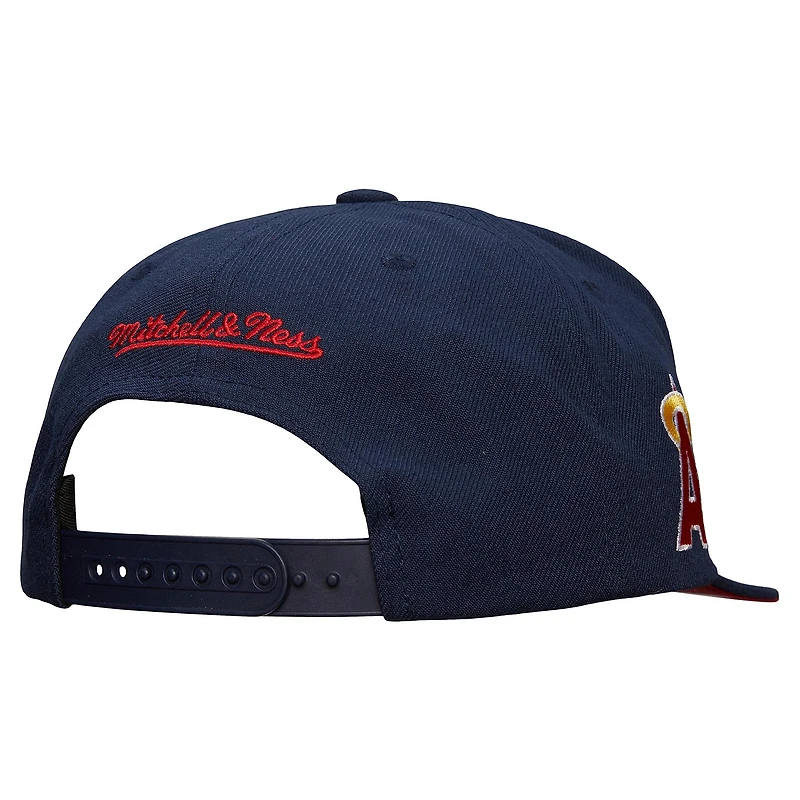 Casquette Snapback avec étiquette de l'équipe des California Angels de la marine Mitchell & Ness pour hommes