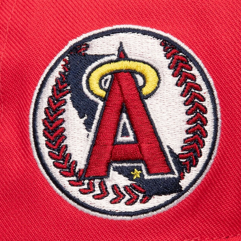Casquette à visière double snapback rouge pour homme des California Angels de Mitchell & Ness
