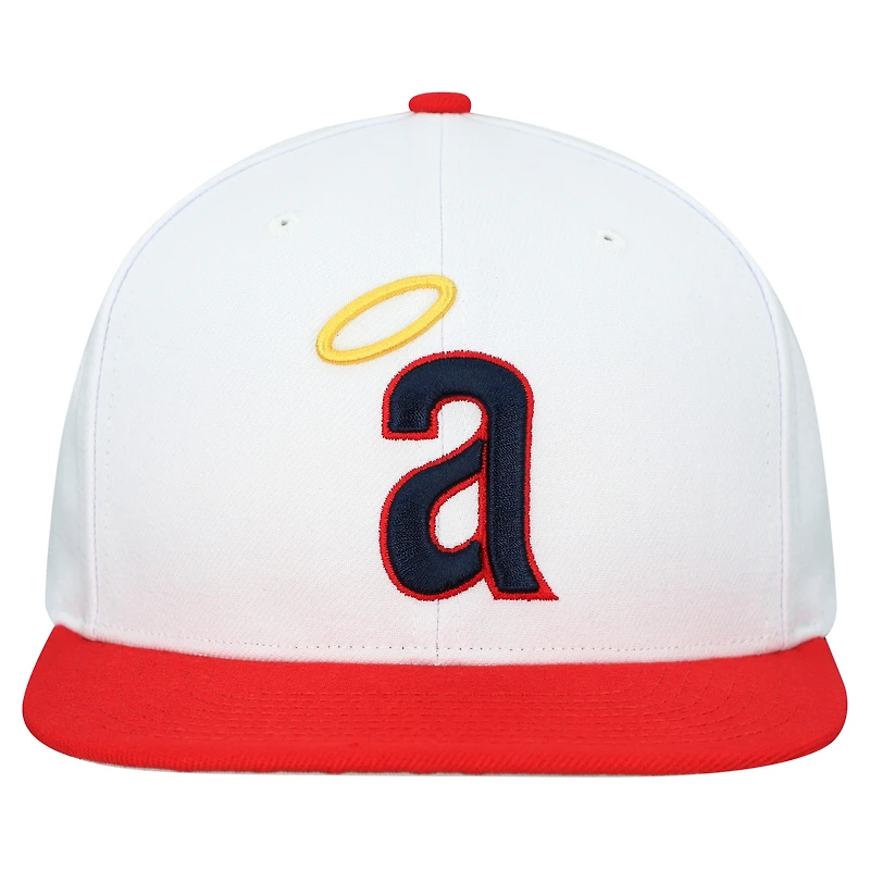 Casquette snapback basique Mitchell & Ness blanche California Angels Cooperstown Collection pour homme