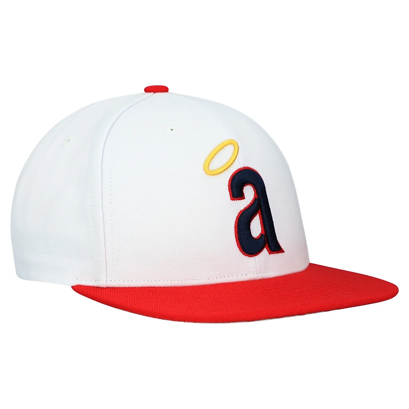 Casquette snapback basique Mitchell & Ness blanche California Angels Cooperstown Collection pour homme