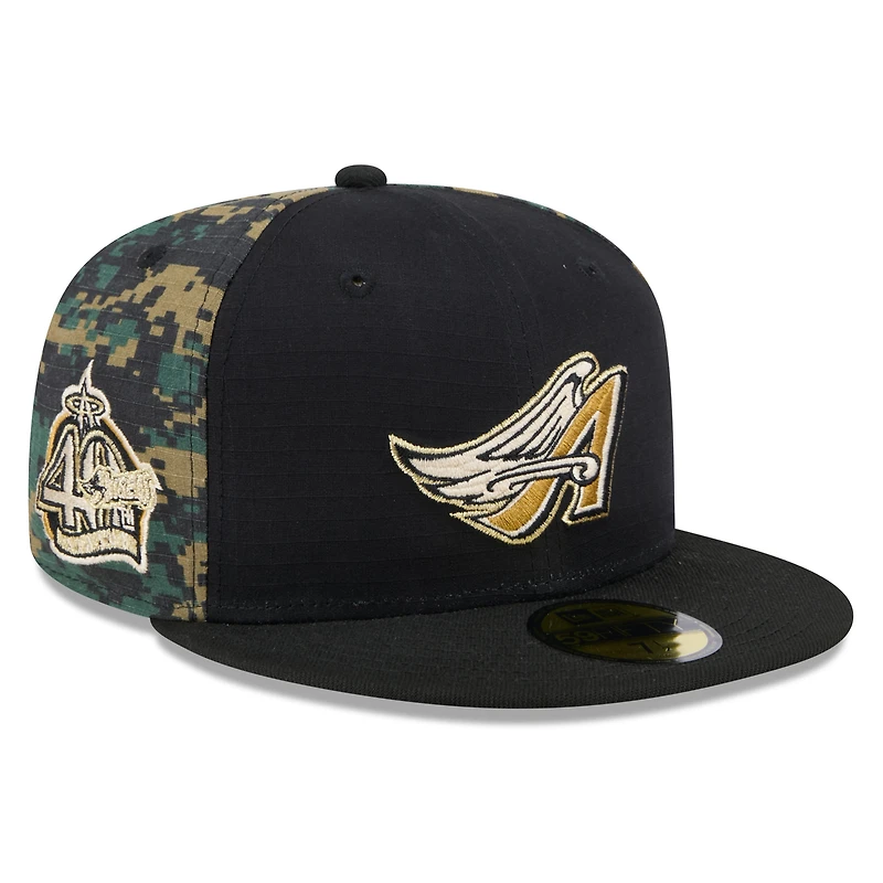 Men's New Era Black Anaheim Angels Digi Camo 59FIFTY Fitted Hat