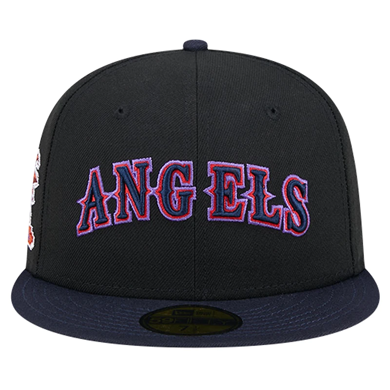 Men's New Era Black California Angels Cooperstown Collection Retro Spring Training 59FIFTY Fitted Hat