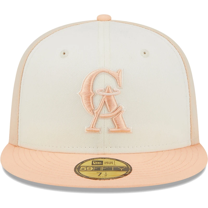Men's New Era Cream/Pink California Angels Cooperstown Collection Chrome Anniversary 59FIFTY Fitted Hat