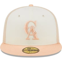 Men's New Era Cream/Pink California Angels Cooperstown Collection Chrome Anniversary 59FIFTY Fitted Hat