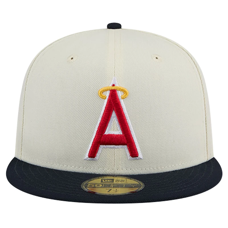 Men's New Era Cream California Angels Cooperstown Collection 1972 Chrome 59FIFTY Fitted Hat