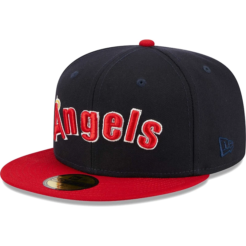 Men's New Era Navy California Angels Cooperstown Collection Retro Jersey Script 59FIFTY Fitted Hat
