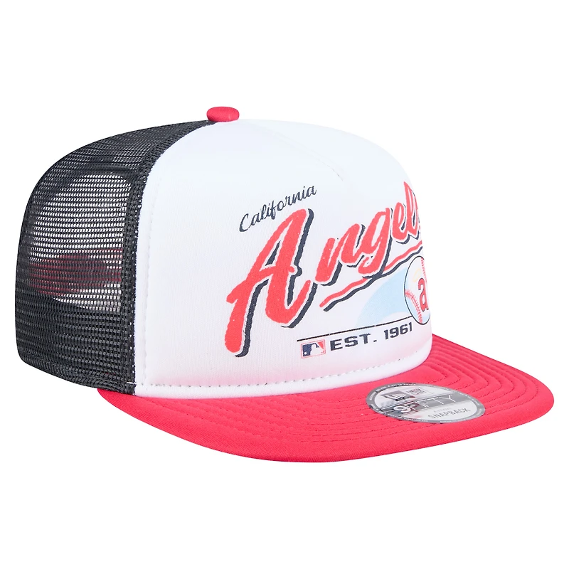 Men's New Era White/Red California Angels Retro Script Trucker 9FIFTY Snapback Hat