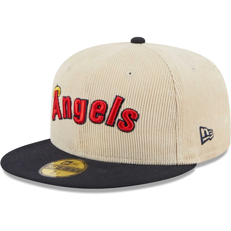 Men's New Era White California Angels Cooperstown Collection Corduroy Classic 59FIFTY Fitted Hat
