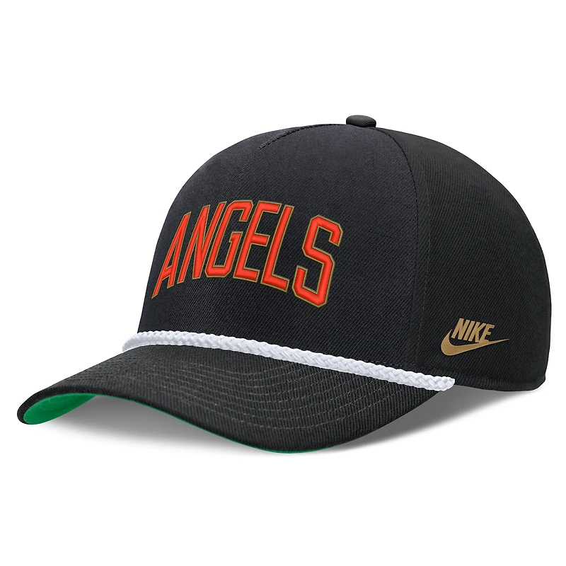 Men's Nike Black California Angels Cooperstown Collection Rise Adjustable Hat