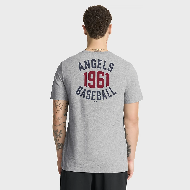 Men's Nike Heather Gray California Angels Cooperstown 2-Hit T-Shirt