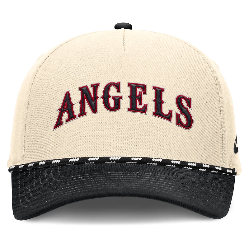 Men's Nike Natural/Black California Angels Cooperstown Collection Rise Adjustable Hat