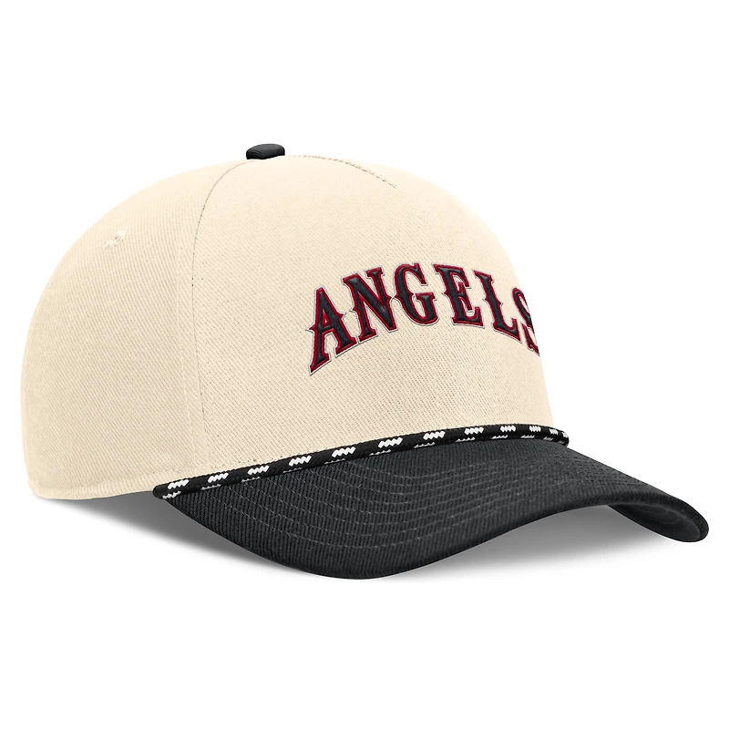 Men's Nike Natural/Black California Angels Cooperstown Collection Rise Adjustable Hat