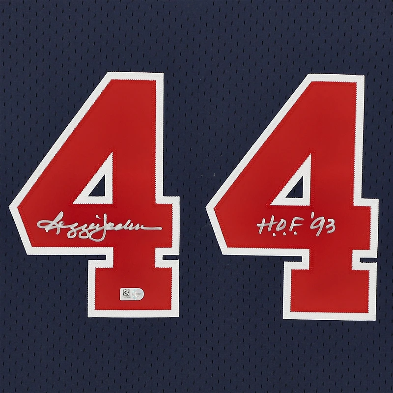 Reggie Jackson Navy California Angels Autographed Mitchell & Ness Cooperstown Collection Replica Batting Practice Jersey with "H.O.F. '93" Inscription