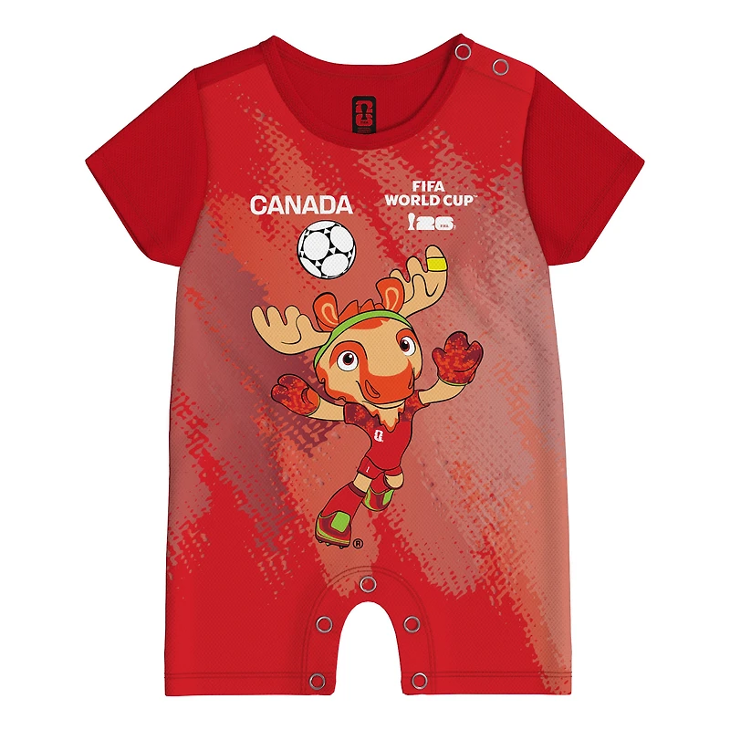 Grenouillère rouge pour bébé Outerstuff, mascotte de la Coupe du Monde FIFA Canada