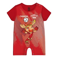 Grenouillère rouge pour bébé Outerstuff, mascotte de la Coupe du Monde FIFA Canada