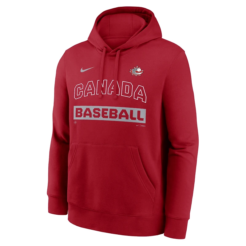 Men's Nike Red Canada Baseball 2026 World Classic Club Hoodie