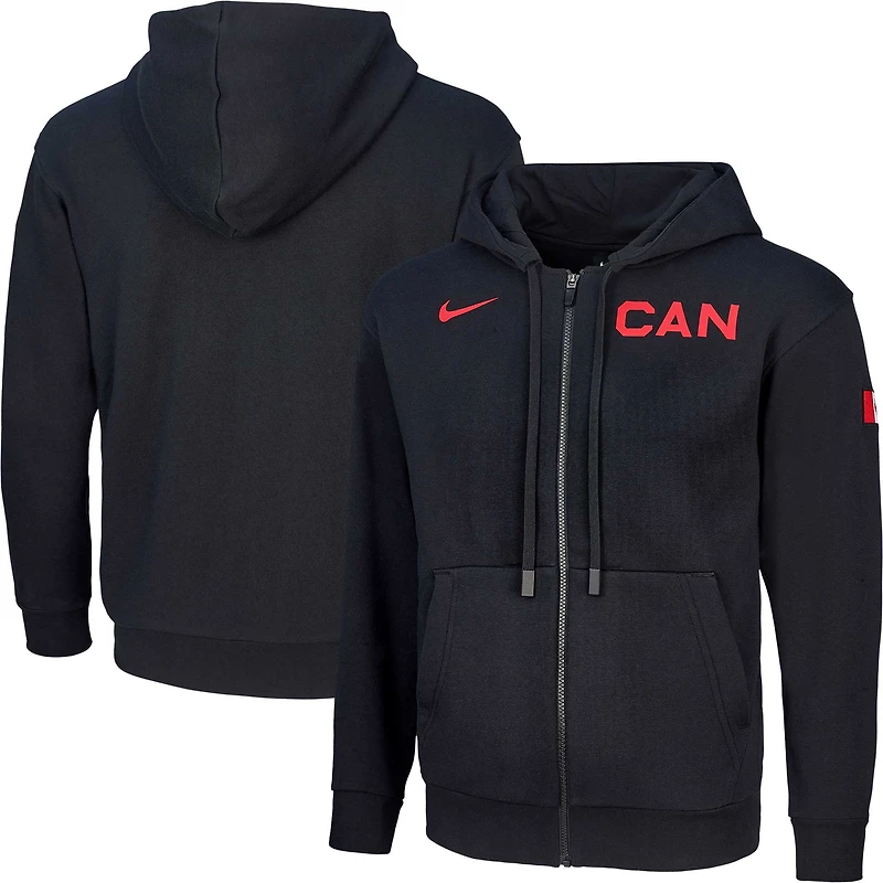 Men's Nike Black Canada Basketball Travel Fleece Full-Zip Hoodie