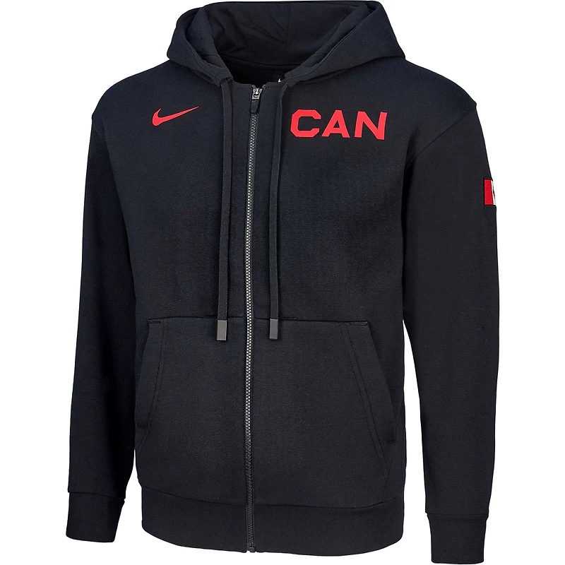 Men's  Nike Black Canada Basketball Travel Fleece Full-Zip Hoodie