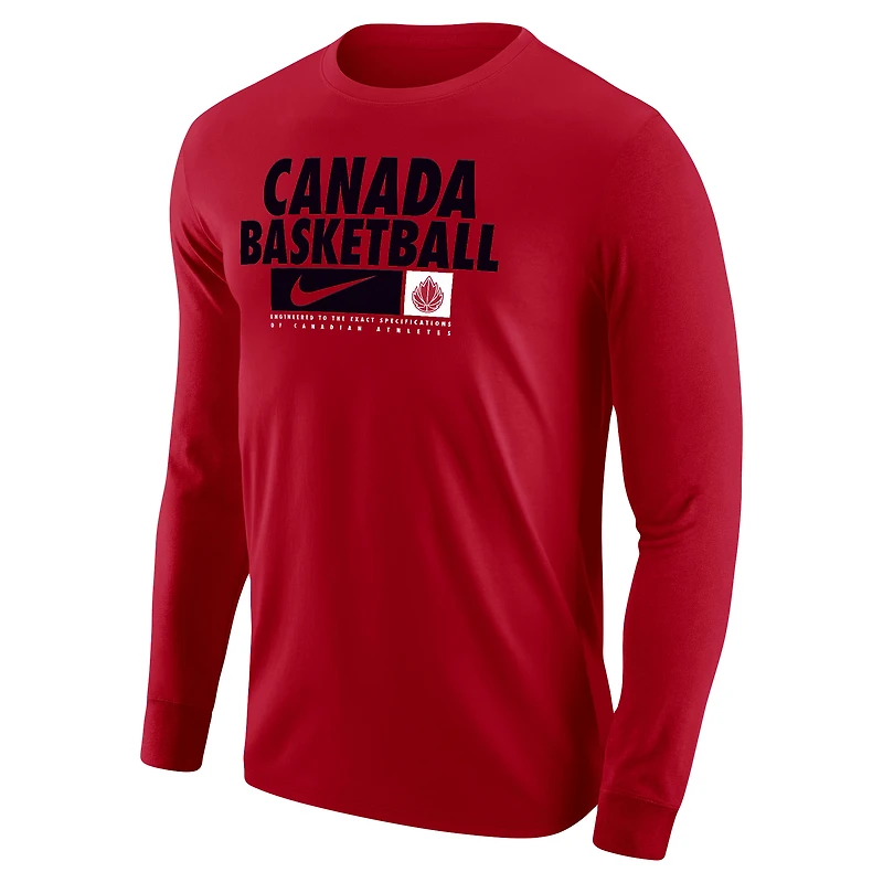 Men's Nike Red Canada Basketball Core Long Sleeve T-Shirt