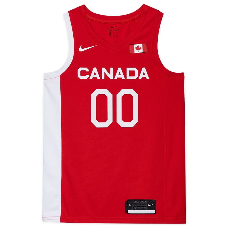 Maillot personnalisé unisexe Nike rouge Canada Basketball Road
