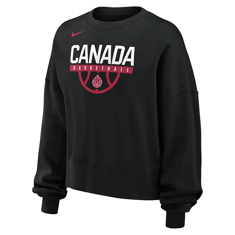 Sweat-shirt en molleton Nike noir pour femme, motif Phoenix de basketball du Canada