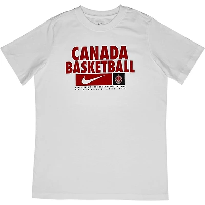 T-shirt d'athlète de base Nike Canada Basketball pour jeunes, blanc