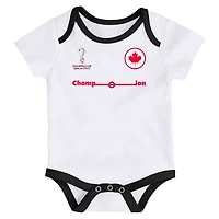 Infant White/Red Canada Soccer FIFA World Cup Qatar 2022 3-Pack - Bodysuit Set