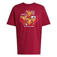 T-shirt adidas rouge pour homme, mascotte du Canada, pays hôte de la Coupe Monde FIFA 2026
