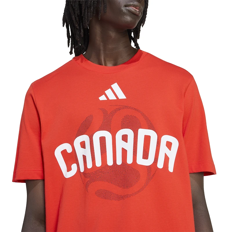 T-shirt adidas rouge Canada pour homme, Coupe du Monde de la FIFA 2026