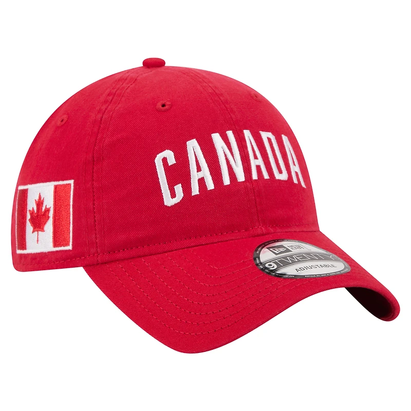 Men's New Era Red Canada Soccer 9TWENTY Country Dad Adjustable Hat