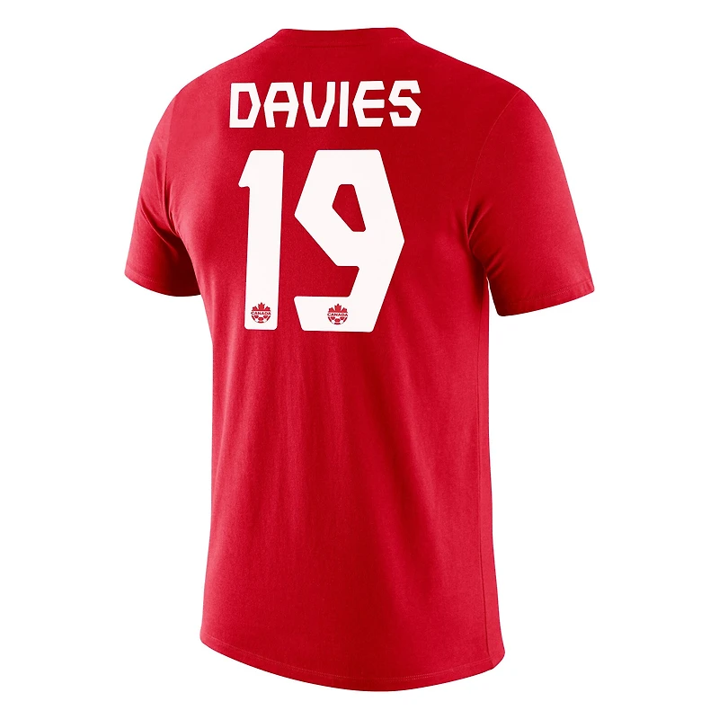Men's Nike Alphonso Davies Red Canada Soccer Legend Name & Number Performance - T-Shirt