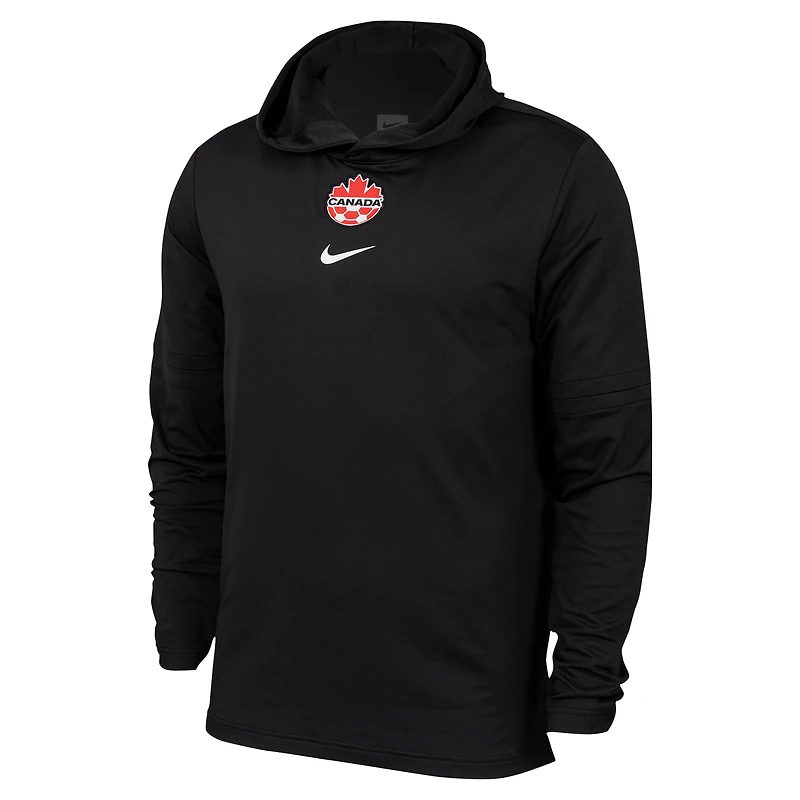 T-shirt à capuche manches longues Nike Canada Soccer Player pour homme, noir