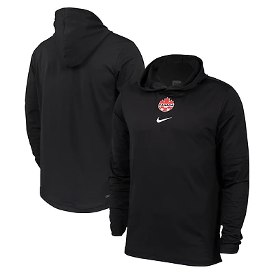 T-shirt à capuche manches longues Nike Canada Soccer Player pour homme, noir