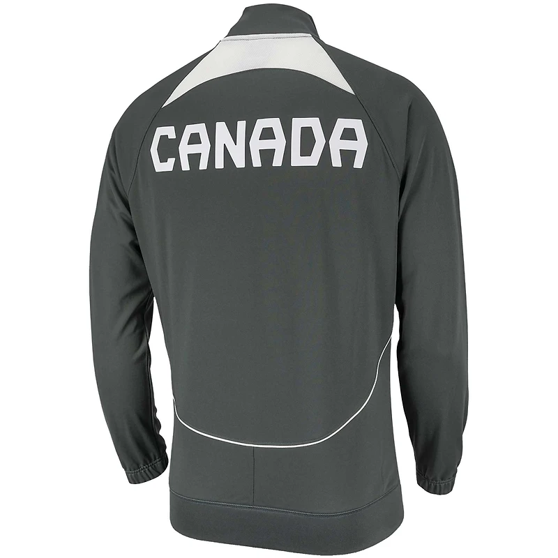 Men's Nike Gray Canada Soccer Anthem Raglan Full-Zip Jacket