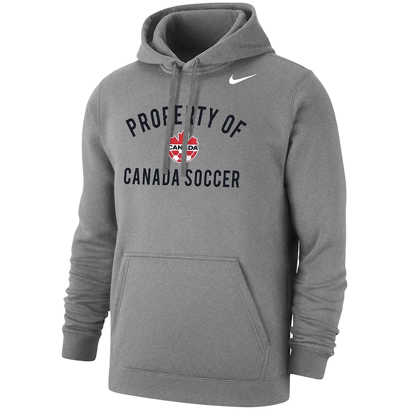 Chandail à capuchon en molleton Nike Canada Soccer Property Club pour homme, gris