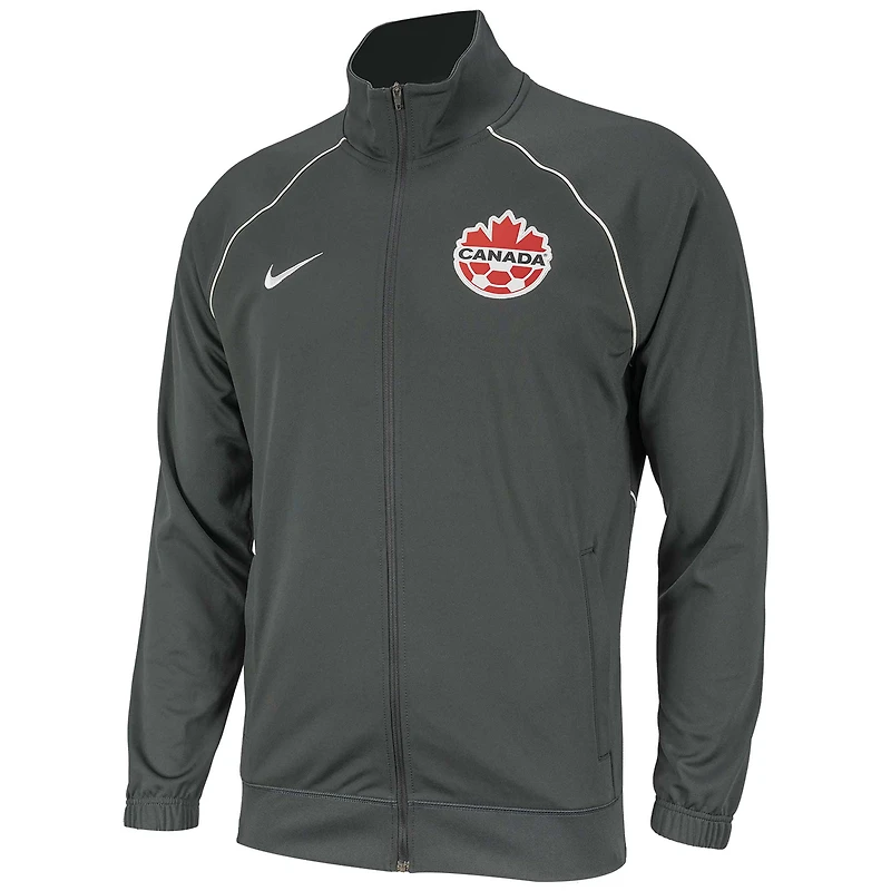 Veste à glissière intégrale Anthem du Canada Soccer 2023/24 Nike, gris chiné, pour Homme
