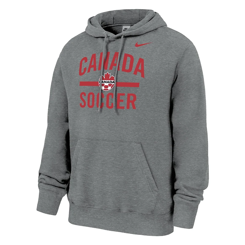 Sweat à capuche en molleton Nike Heather Grey Canada Soccer Club pour homme