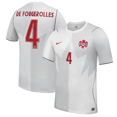 Men's Nike Luc de Fougerolles White Canada Soccer 2026 Third Stadium Replica Jersey
