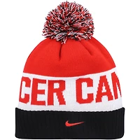 Men's Nike Red/Black Canada Soccer Classic Striped Cuffed Knit Hat with Pom