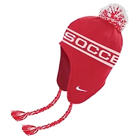 Bonnet en tricot à pompon et oreillettes Nike Canada Soccer rouge pour homme avec pompon