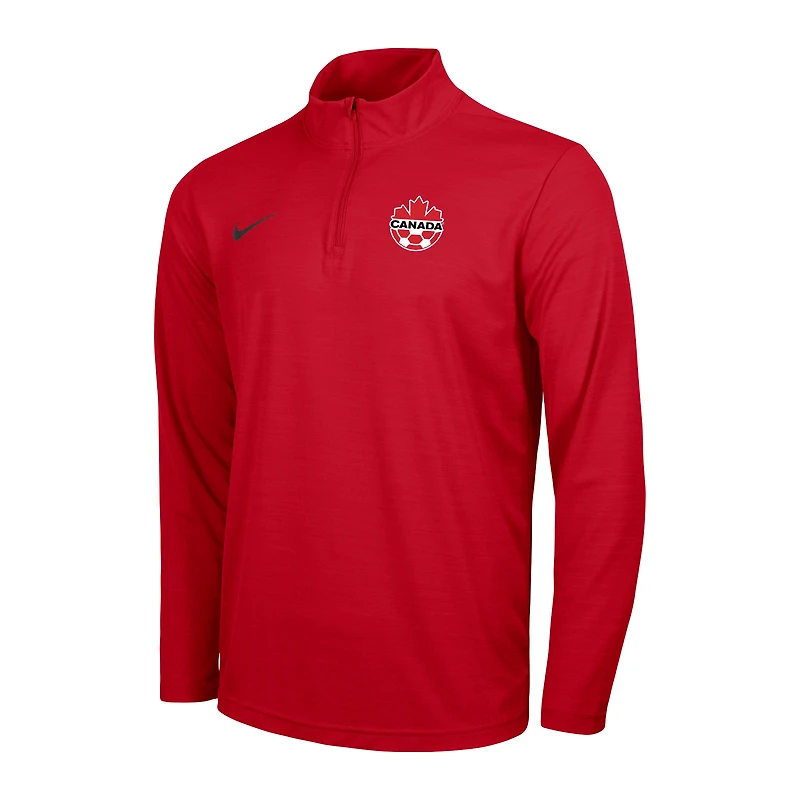 Haut à glissière quart de performance Nike Canada Soccer Intensity pour homme, rouge