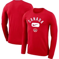 T-shirt à manches longues Nike Canada Soccer Lockup Legend Performance pour homme, rouge