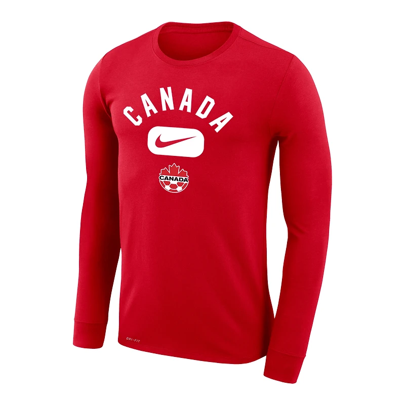 T-shirt à manches longues Nike Canada Soccer Lockup Legend Performance pour homme, rouge