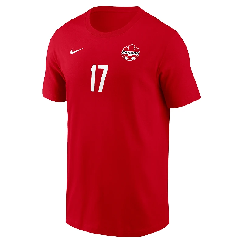 T-shirt domicile Nike Tajon Buchanan rouge Canada Soccer pour homme, nom et numéro